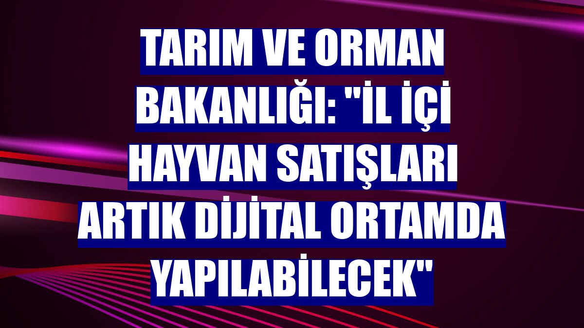 Tarım ve Orman Bakanlığı: "İl içi hayvan satışları artık dijital ortamda yapılabilecek"