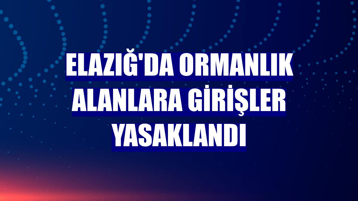 Elazığ'da ormanlık alanlara girişler yasaklandı