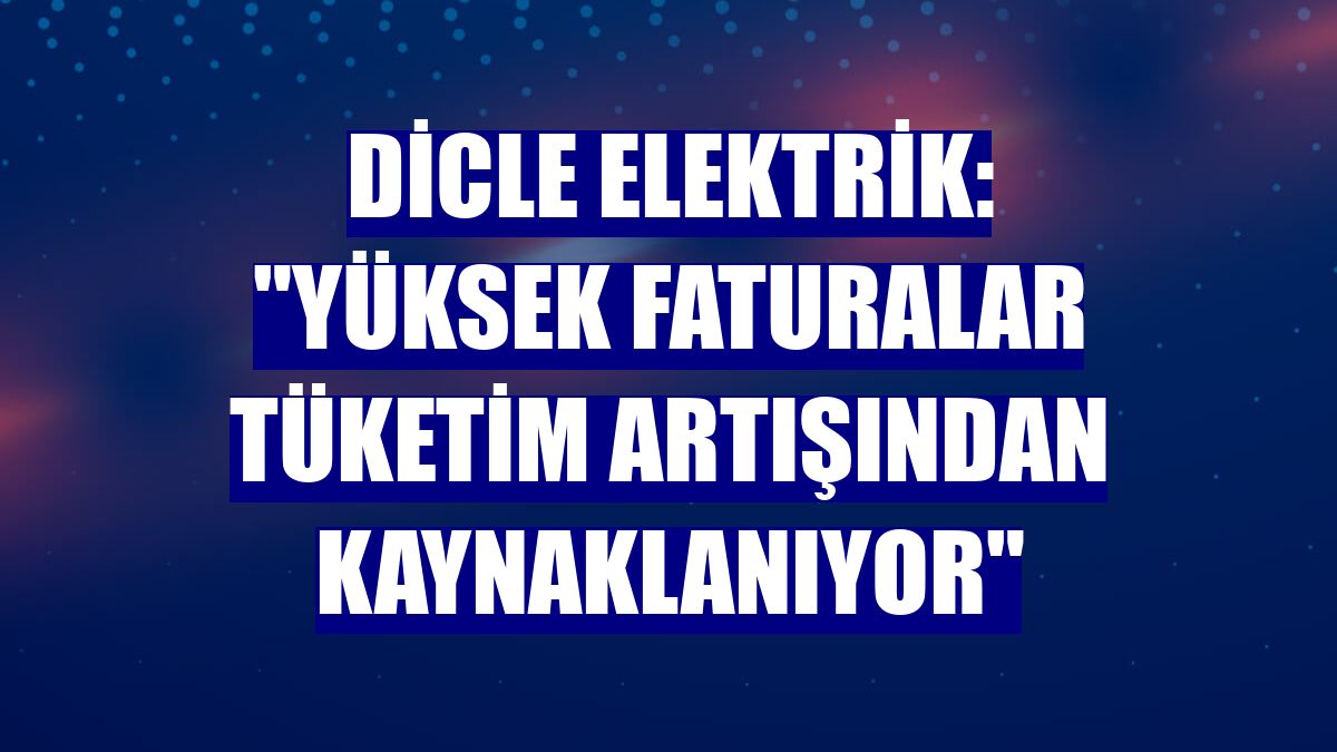 Dicle Elektrik: "Yüksek faturalar tüketim artışından kaynaklanıyor"