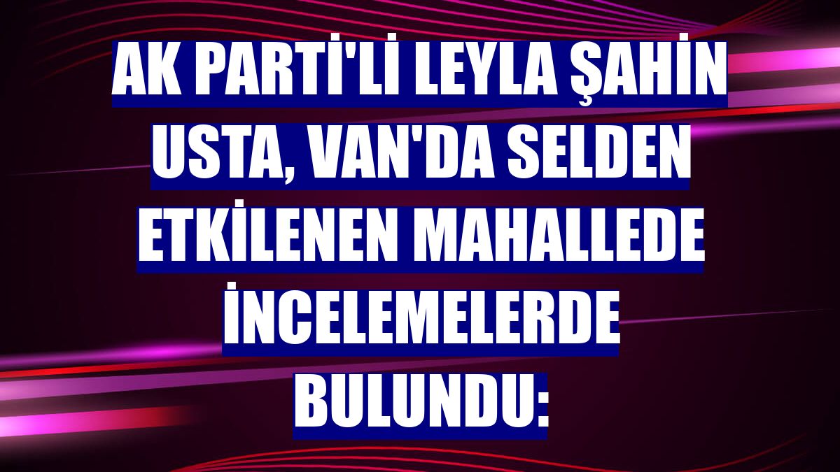 AK Parti'li Leyla Şahin Usta, Van'da selden etkilenen mahallede incelemelerde bulundu:
