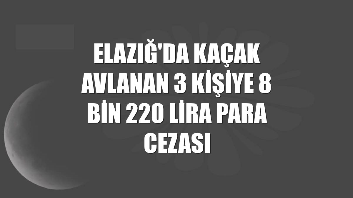 Elazığ'da kaçak avlanan 3 kişiye 8 bin 220 lira para cezası
