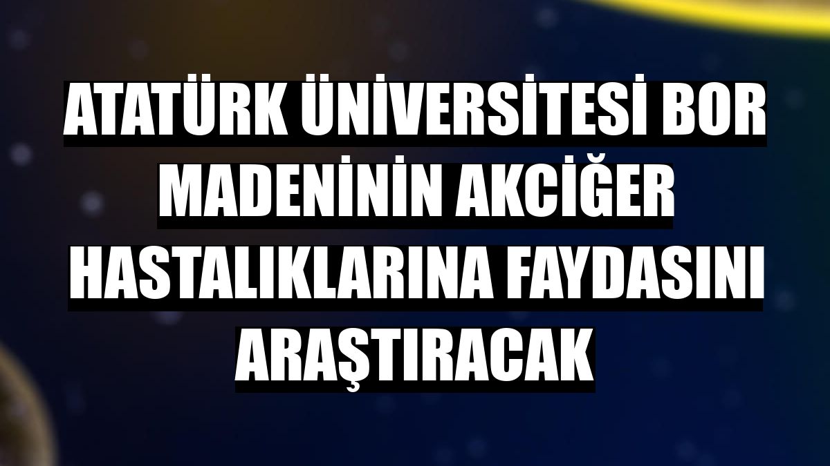 Atatürk Üniversitesi bor madeninin akciğer hastalıklarına faydasını araştıracak