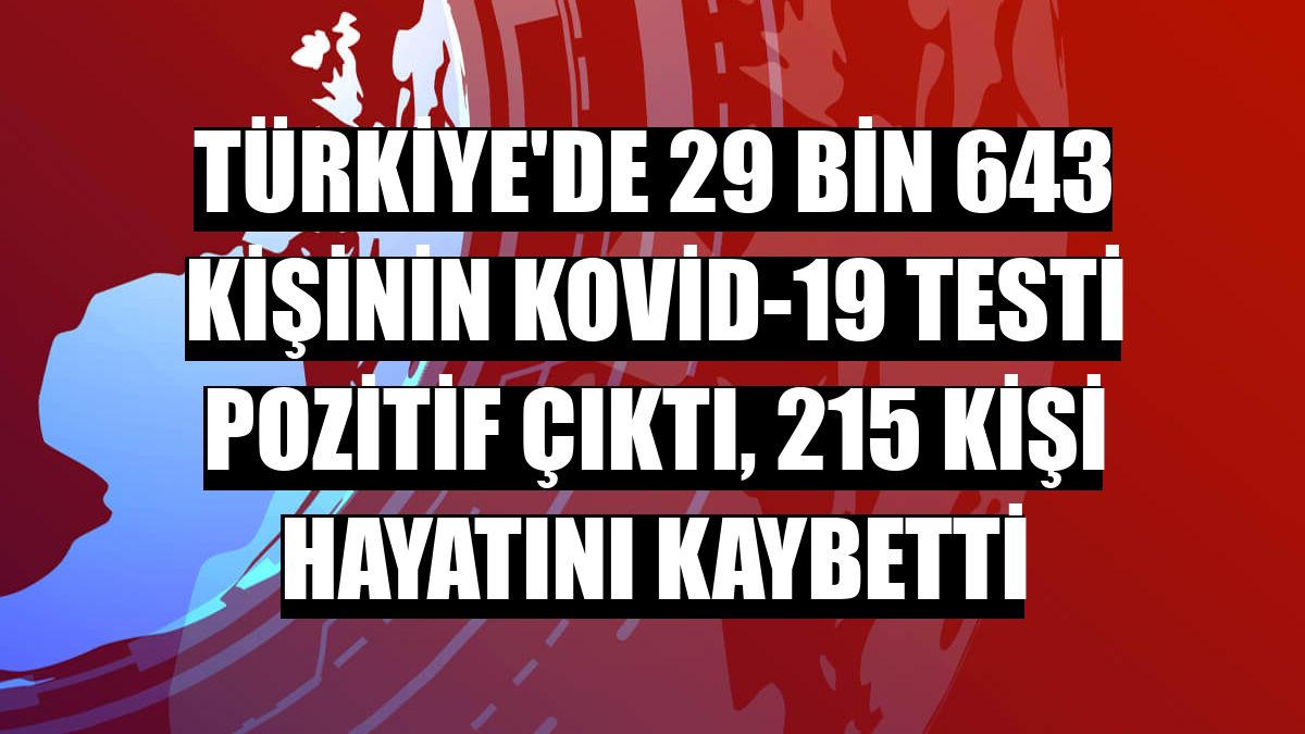 Türkiye'de 29 bin 643 kişinin Kovid-19 testi pozitif çıktı, 215 kişi hayatını kaybetti
