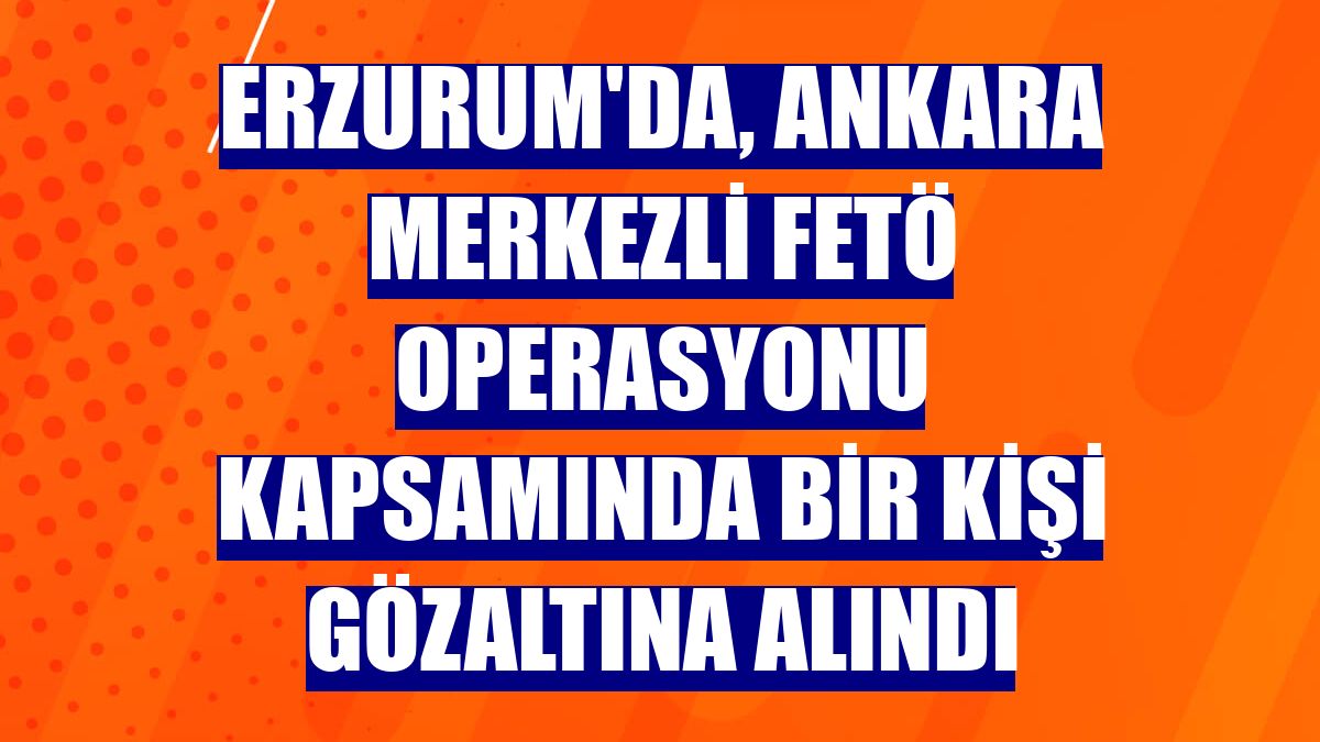 Erzurum'da, Ankara merkezli FETÖ operasyonu kapsamında bir kişi gözaltına alındı