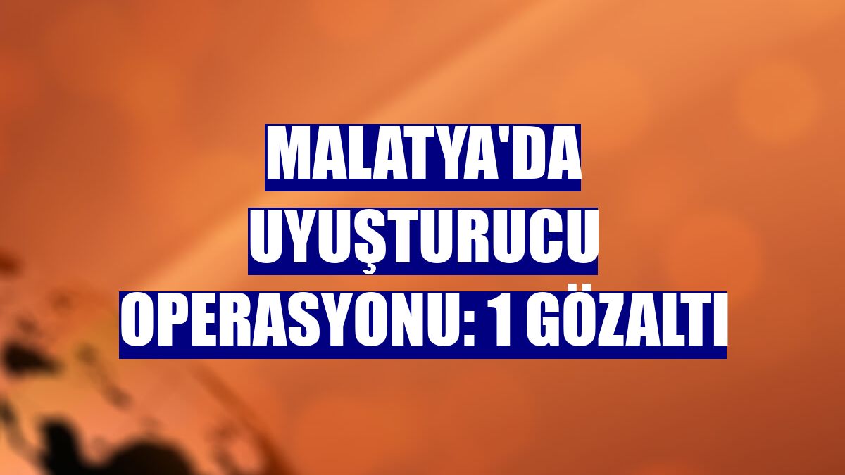 Malatya'da uyuşturucu operasyonu: 1 gözaltı