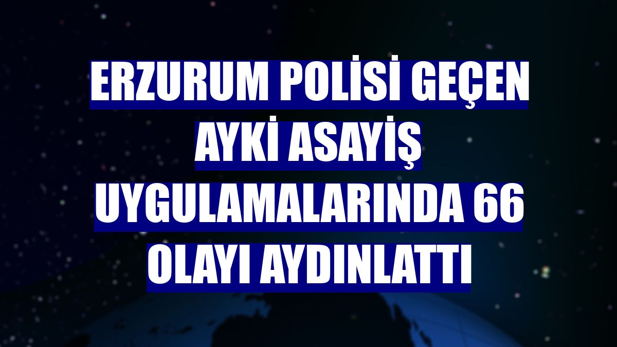 Erzurum polisi geçen ayki asayiş uygulamalarında 66 olayı aydınlattı