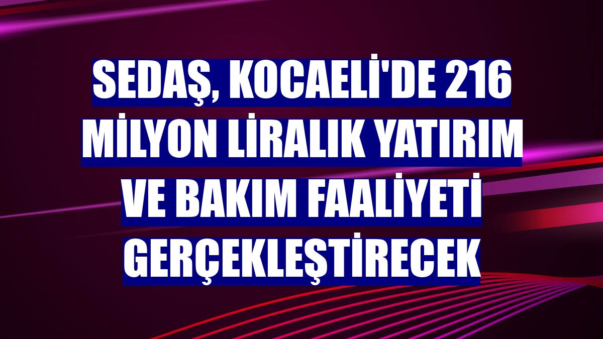 SEDAŞ, Kocaeli'de 216 milyon liralık yatırım ve bakım faaliyeti gerçekleştirecek
