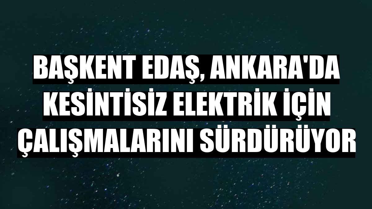 Başkent EDAŞ, Ankara'da kesintisiz elektrik için çalışmalarını sürdürüyor