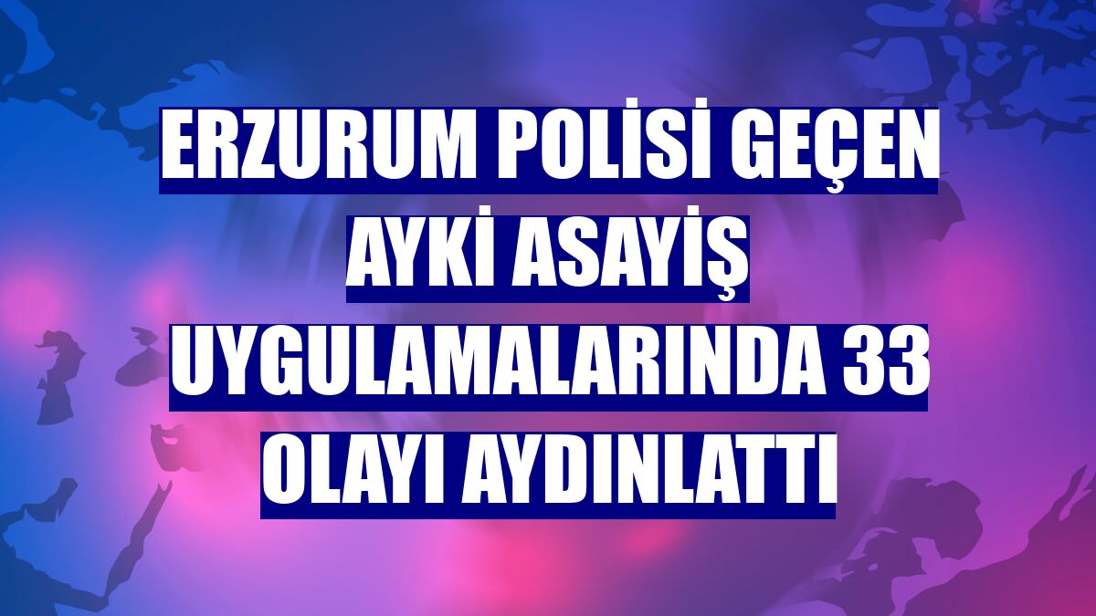 Erzurum polisi geçen ayki asayiş uygulamalarında 33 olayı aydınlattı