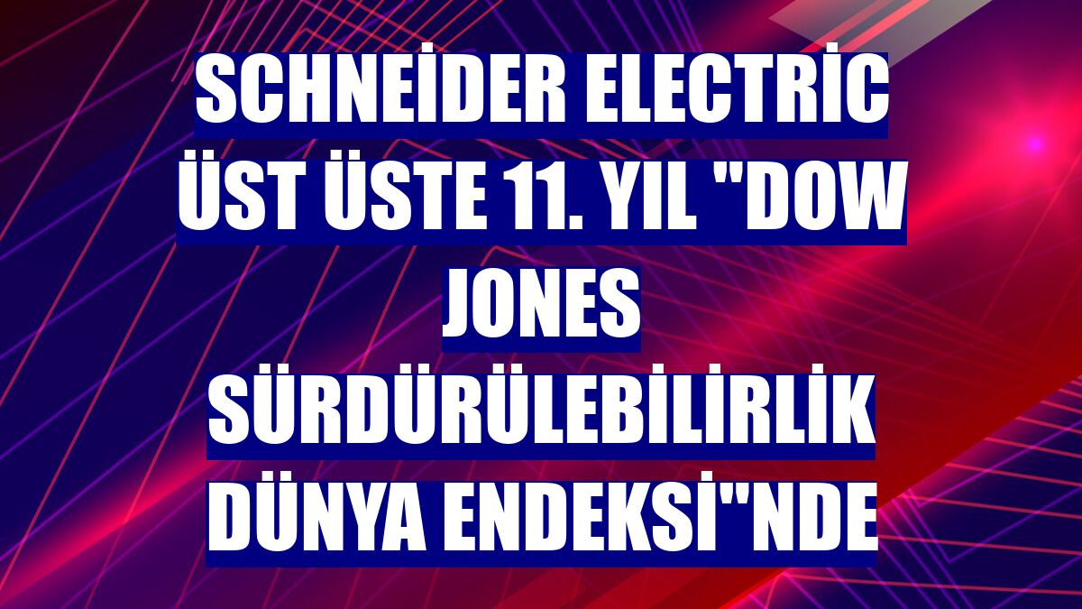 Schneider Electric üst üste 11. yıl "Dow Jones Sürdürülebilirlik Dünya Endeksi"nde