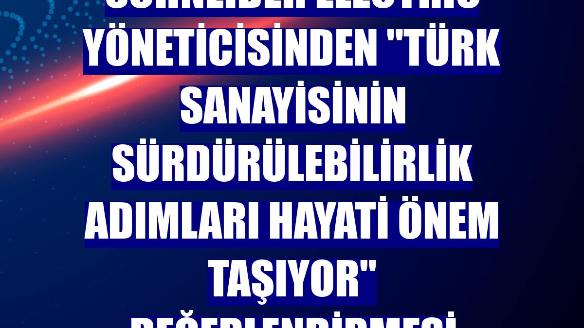 Schneider Electric yöneticisinden "Türk sanayisinin sürdürülebilirlik adımları hayati önem taşıyor" değerlendirmesi