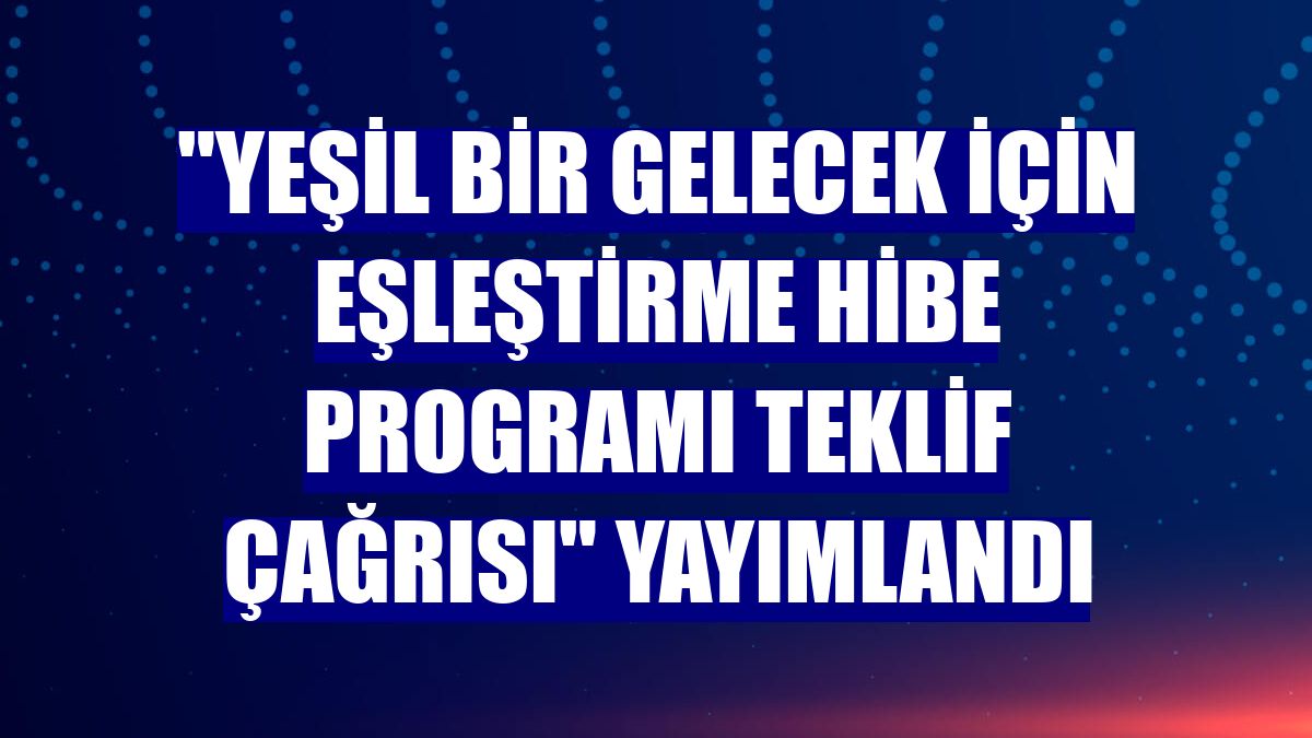 "Yeşil Bir Gelecek için Eşleştirme Hibe Programı Teklif Çağrısı" yayımlandı