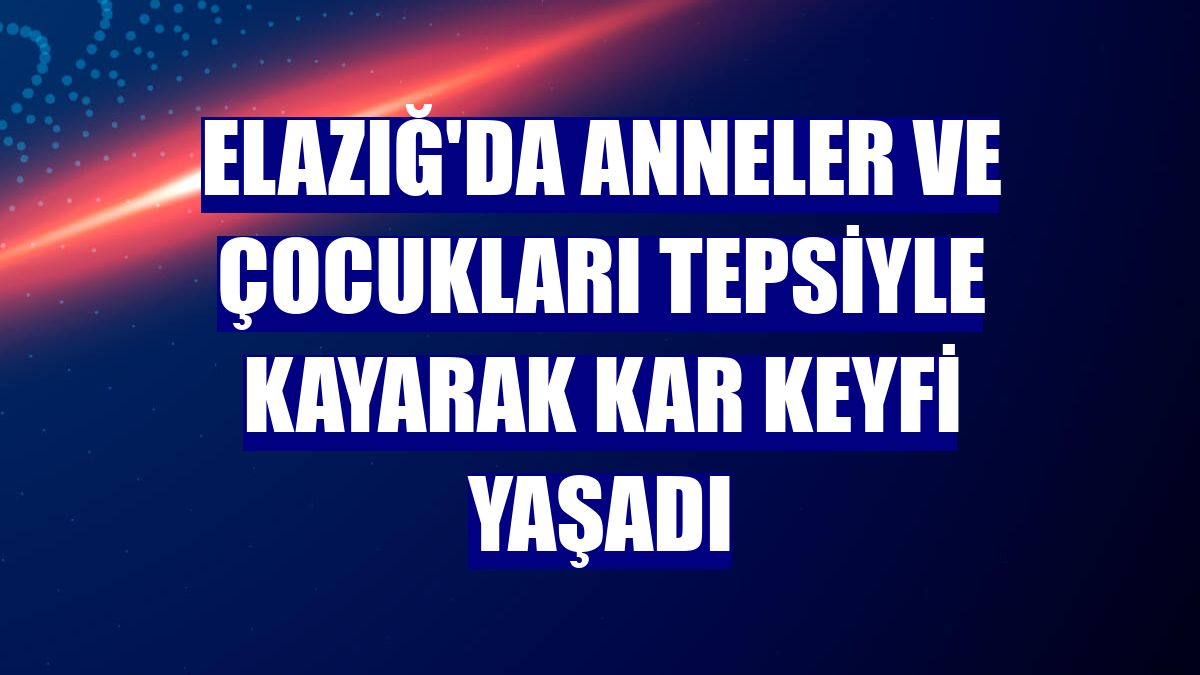 Elazığ'da anneler ve çocukları tepsiyle kayarak kar keyfi yaşadı