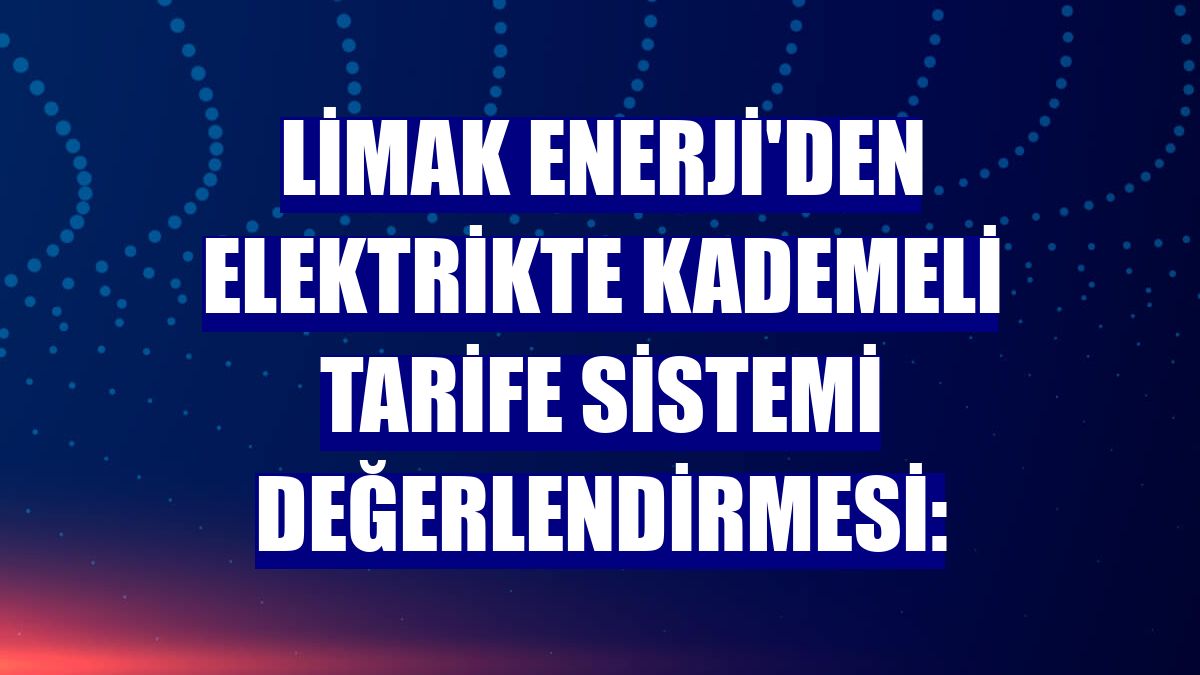 Limak Enerji'den elektrikte kademeli tarife sistemi değerlendirmesi: