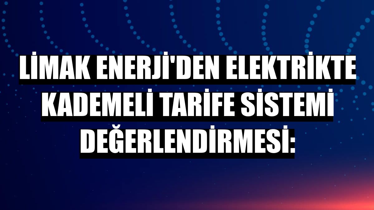 Limak Enerji'den elektrikte kademeli tarife sistemi değerlendirmesi: