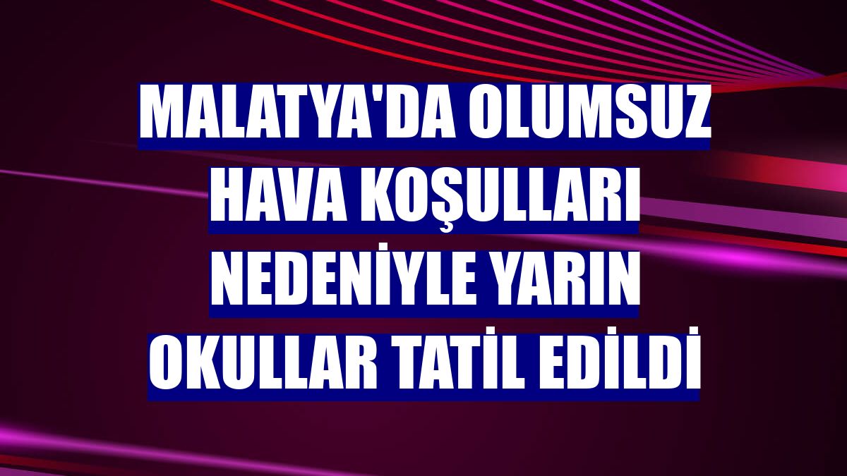 Malatya'da olumsuz hava koşulları nedeniyle yarın okullar tatil edildi