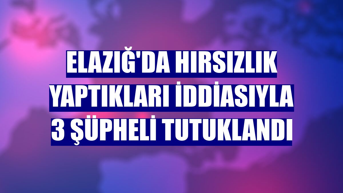 Elazığ'da hırsızlık yaptıkları iddiasıyla 3 şüpheli tutuklandı