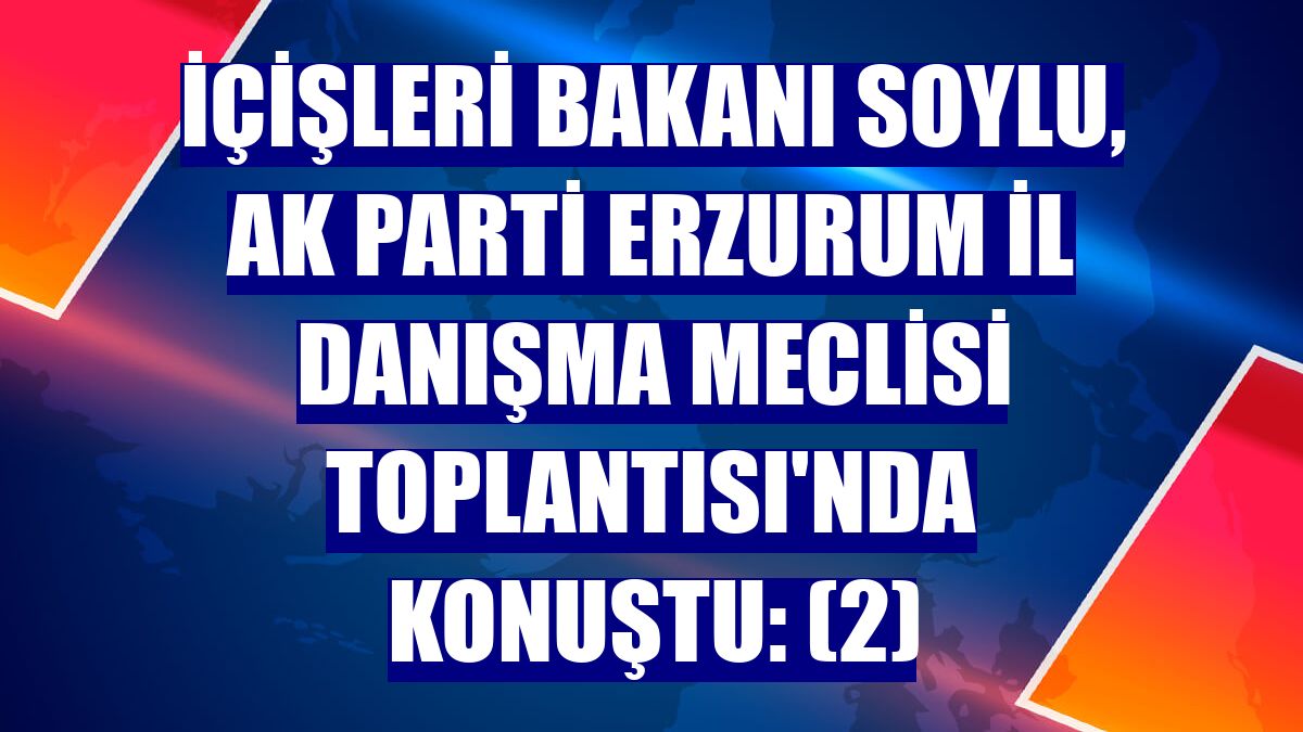 İçişleri Bakanı Soylu, AK Parti Erzurum İl Danışma Meclisi Toplantısı'nda konuştu: (2)
