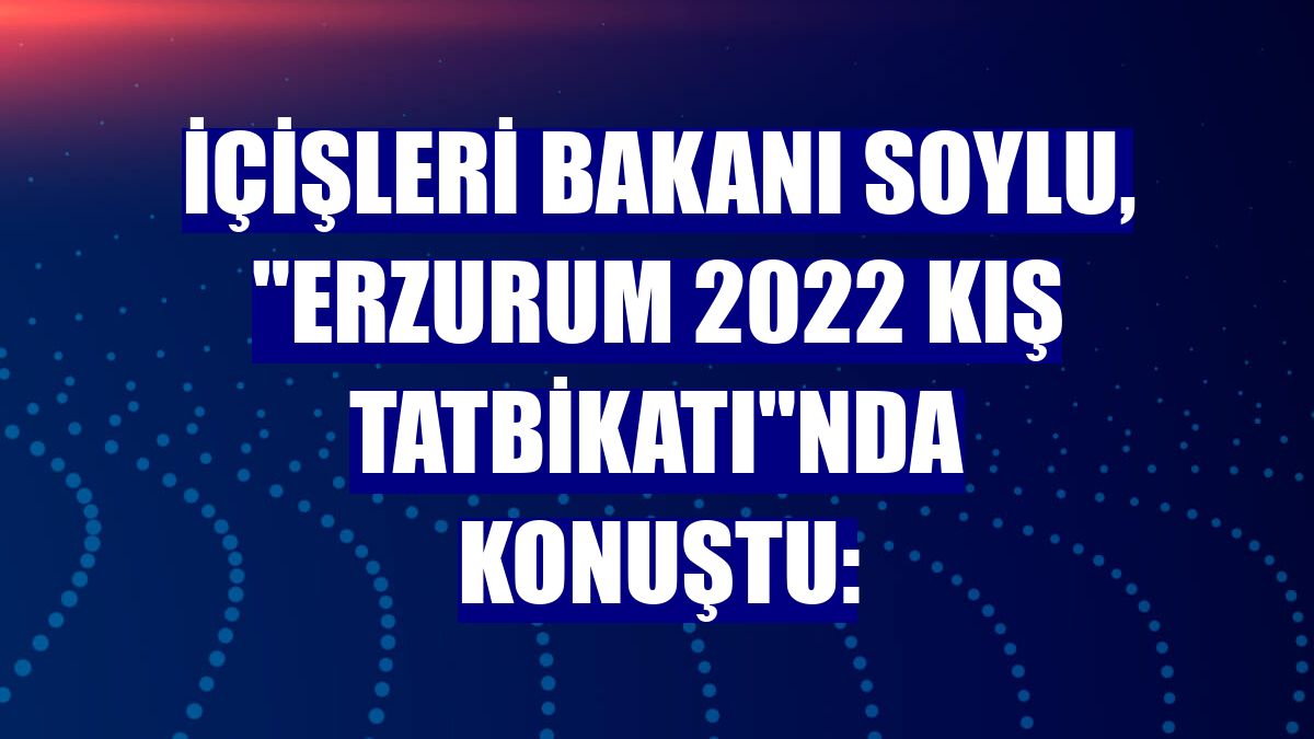İçişleri Bakanı Soylu, "Erzurum 2022 Kış Tatbikatı"nda konuştu: