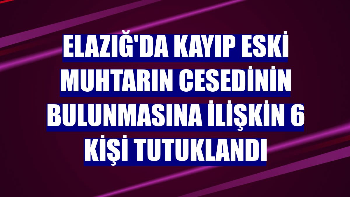 Elazığ'da kayıp eski muhtarın cesedinin bulunmasına ilişkin 6 kişi tutuklandı