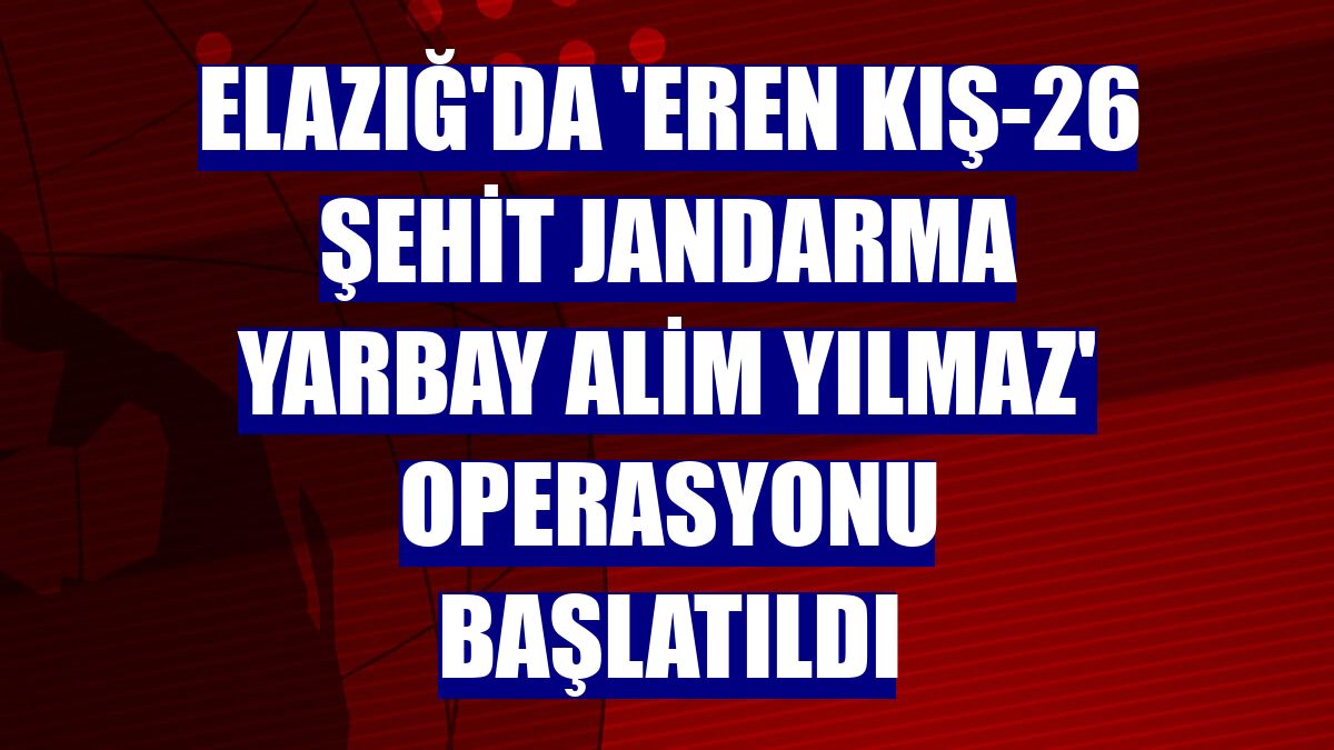 Elazığ'da 'Eren Kış-26 Şehit Jandarma Yarbay Alim Yılmaz' Operasyonu başlatıldı