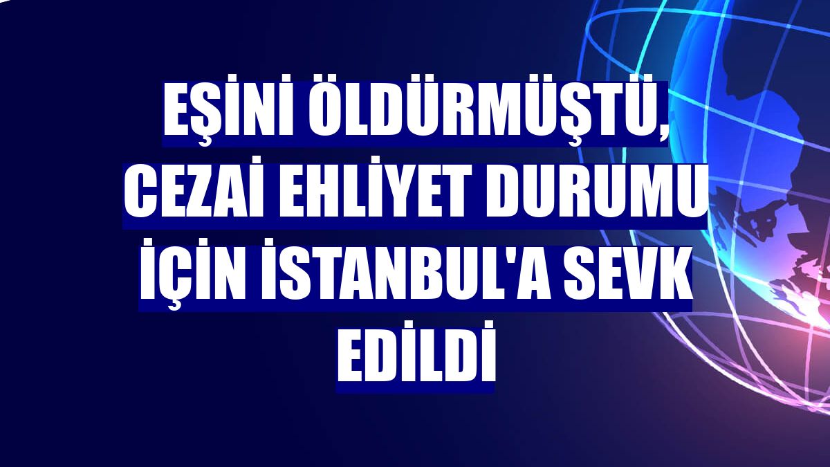 Eşini öldürmüştü, cezai ehliyet durumu için İstanbul'a sevk edildi