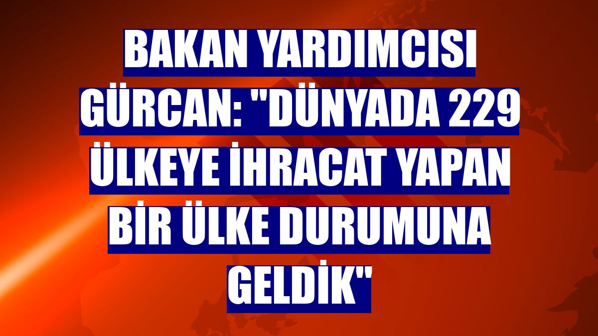 Bakan Yardımcısı Gürcan: "Dünyada 229 ülkeye ihracat yapan bir ülke durumuna geldik"