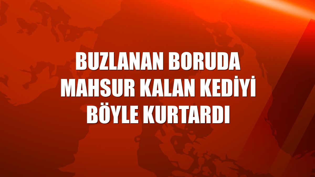 Buzlanan boruda mahsur kalan kediyi böyle kurtardı