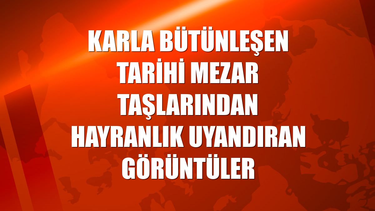 Karla bütünleşen tarihi mezar taşlarından hayranlık uyandıran görüntüler