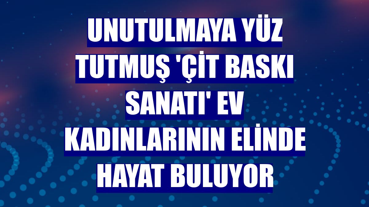 Unutulmaya yüz tutmuş 'Çit baskı sanatı' ev kadınlarının elinde hayat buluyor