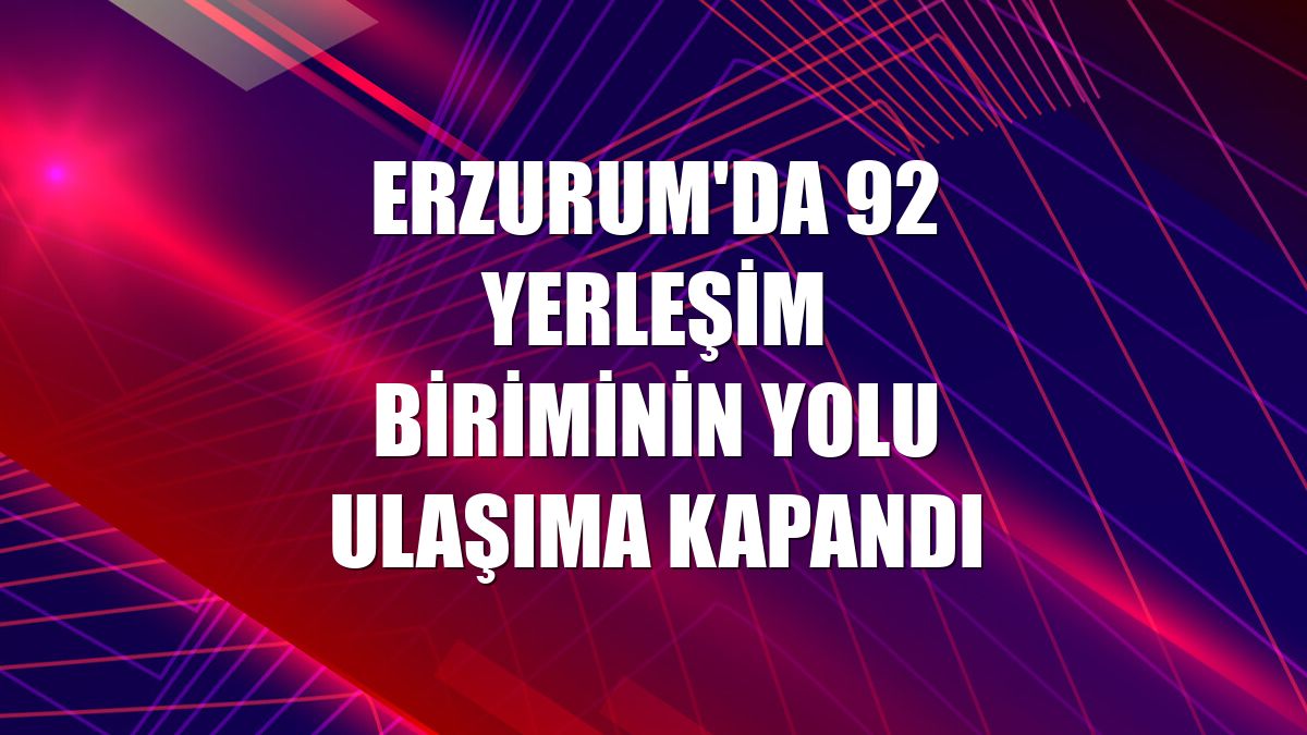 Erzurum'da 92 yerleşim biriminin yolu ulaşıma kapandı