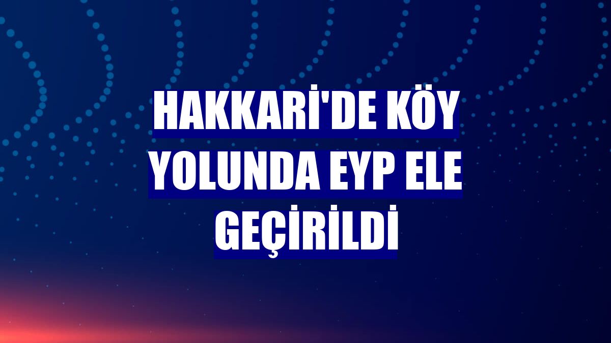 Hakkari'de köy yolunda EYP ele geçirildi