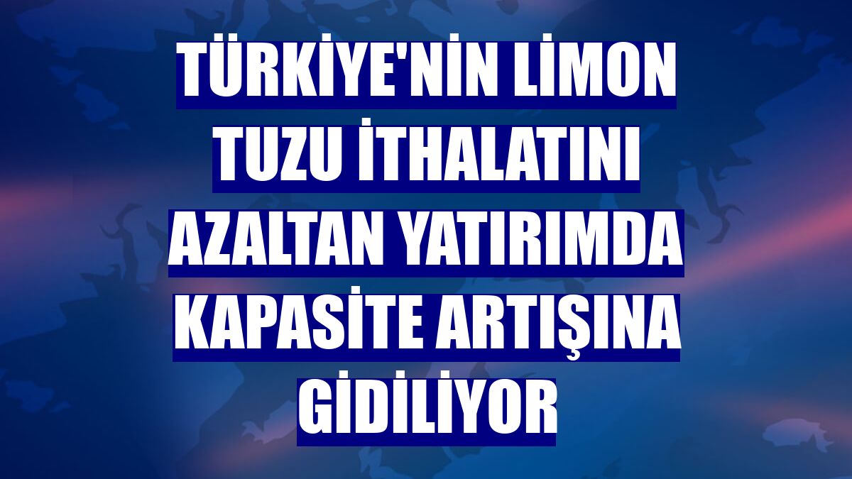Türkiye'nin limon tuzu ithalatını azaltan yatırımda kapasite artışına gidiliyor