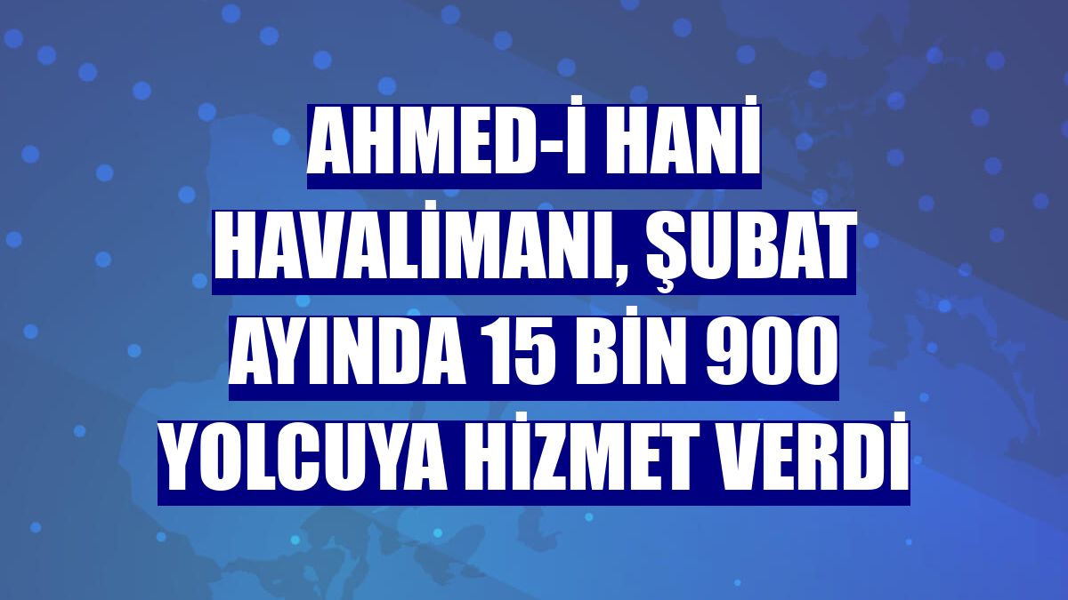 Ahmed-i Hani Havalimanı, şubat ayında 15 bin 900 yolcuya hizmet verdi