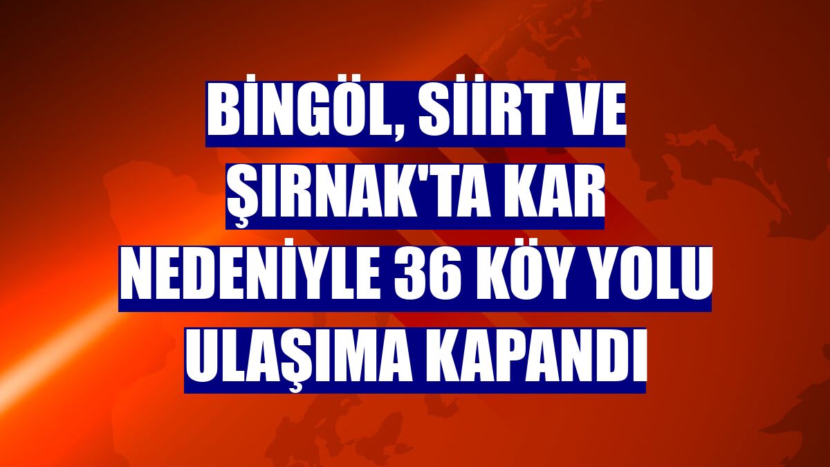 Bingöl, Siirt ve Şırnak'ta kar nedeniyle 36 köy yolu ulaşıma kapandı