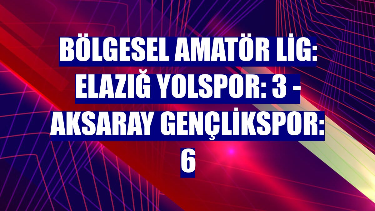 Bölgesel Amatör Lig: Elazığ Yolspor: 3 - Aksaray Gençlikspor: 6