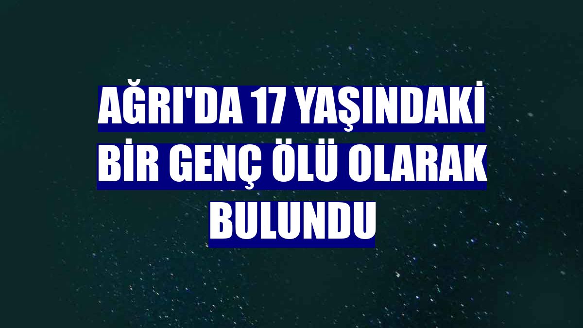 Ağrı'da 17 yaşındaki bir genç ölü olarak bulundu