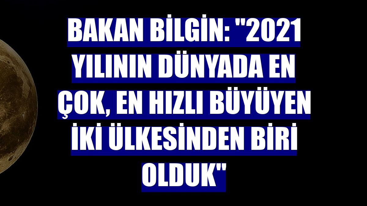 Bakan Bilgin: "2021 yılının dünyada en çok, en hızlı büyüyen iki ülkesinden biri olduk"