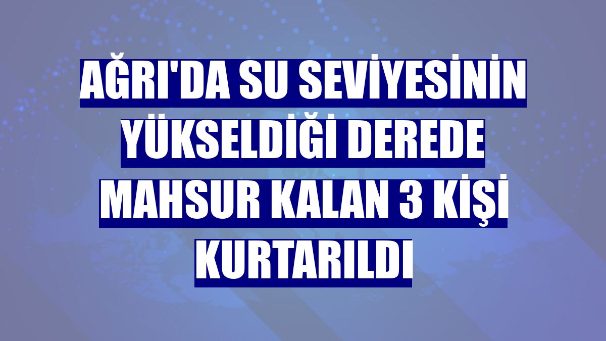 Ağrı'da su seviyesinin yükseldiği derede mahsur kalan 3 kişi kurtarıldı