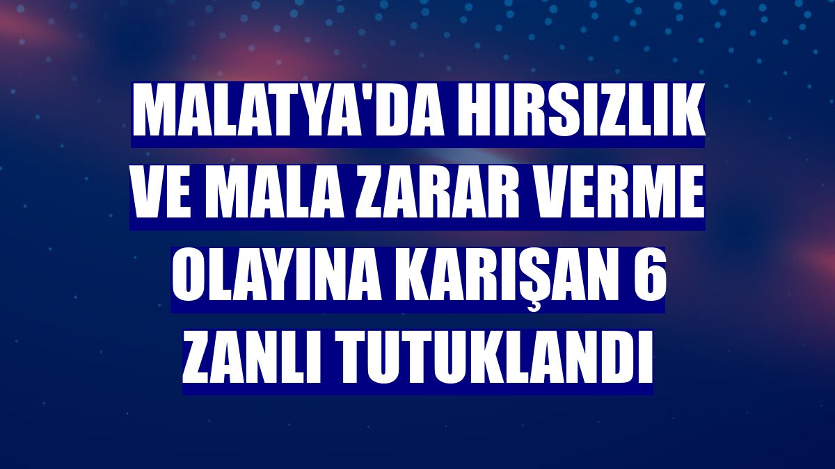Malatya'da hırsızlık ve mala zarar verme olayına karışan 6 zanlı tutuklandı