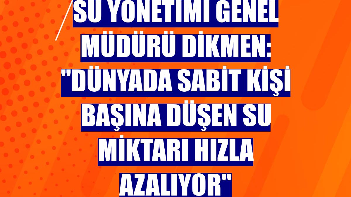 Su Yönetimi Genel Müdürü Dikmen: "Dünyada sabit kişi başına düşen su miktarı hızla azalıyor"