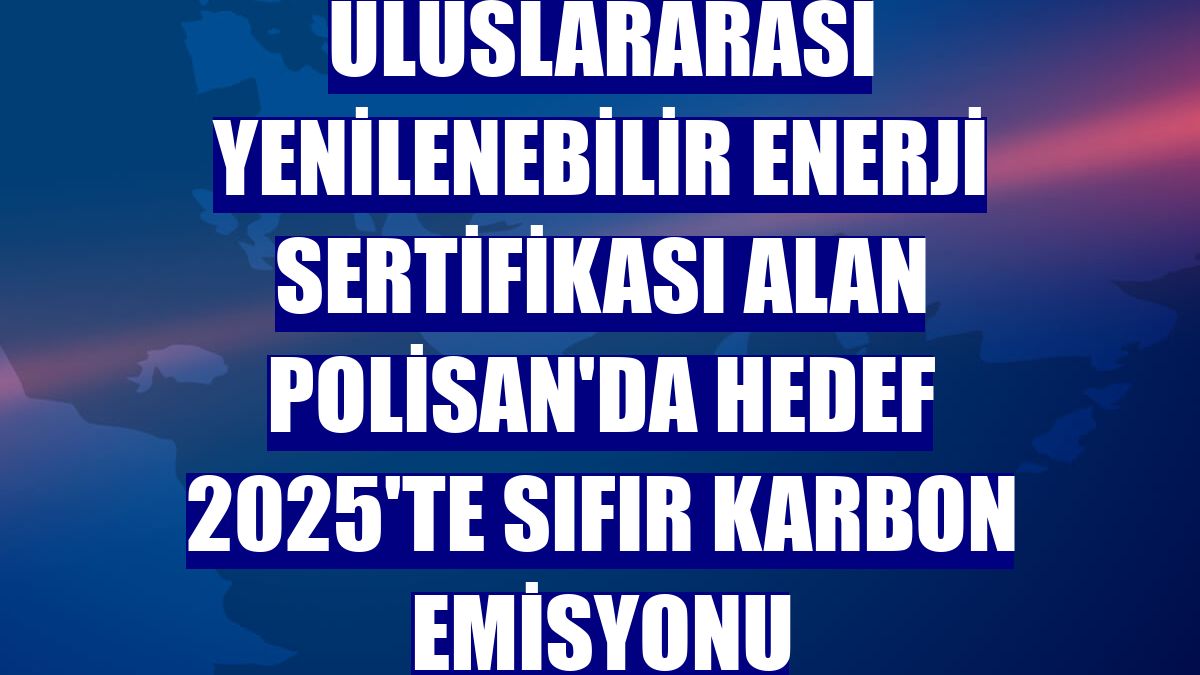 Uluslararası Yenilenebilir Enerji Sertifikası alan Polisan'da hedef 2025'te sıfır karbon emisyonu
