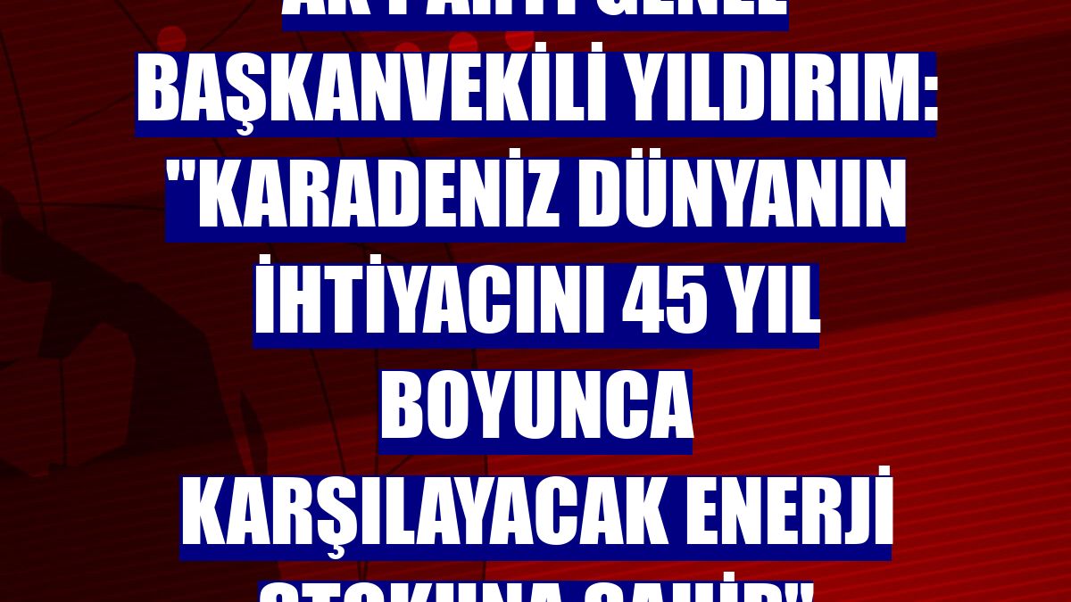 AK Parti Genel Başkanvekili Yıldırım: "Karadeniz dünyanın ihtiyacını 45 yıl boyunca karşılayacak enerji stokuna sahip"