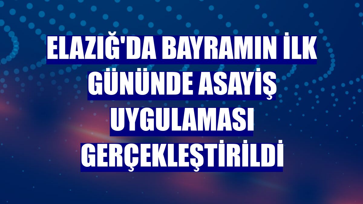 Elazığ'da bayramın ilk gününde asayiş uygulaması gerçekleştirildi