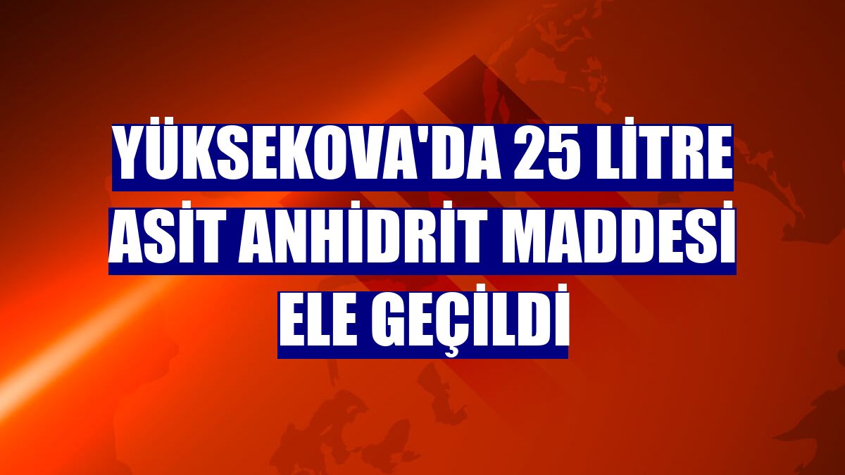 Yüksekova'da 25 litre asit anhidrit maddesi ele geçildi