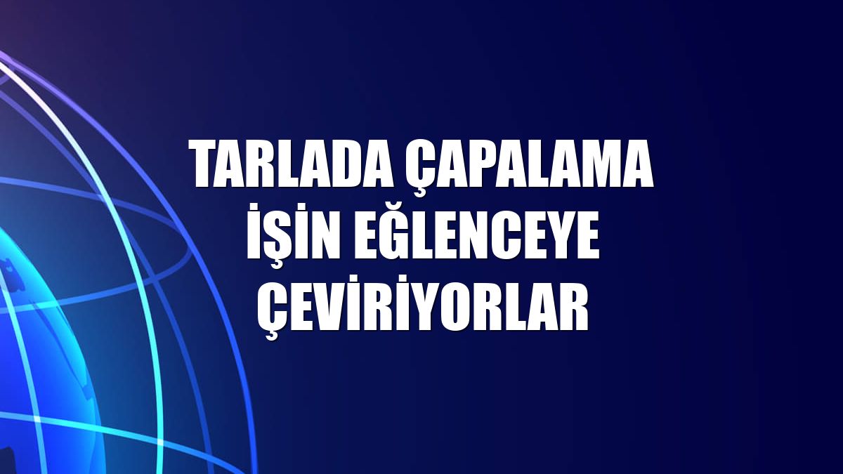 Tarlada çapalama işin eğlenceye çeviriyorlar