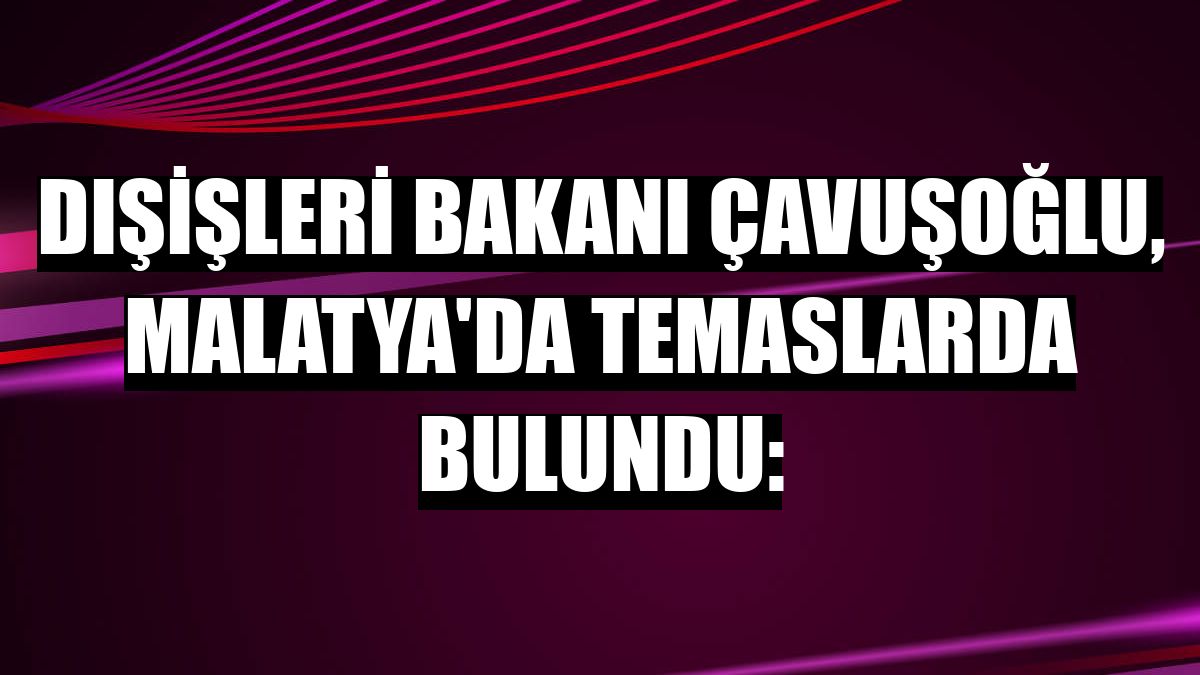 Dışişleri Bakanı Çavuşoğlu, Malatya'da temaslarda bulundu: