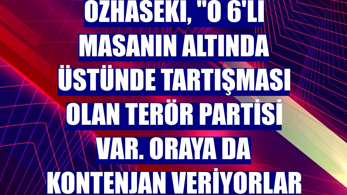 AK Parti Genel Başkan Yardımcısı Mehmet Özhaseki, "O 6'lı masanın altında üstünde tartışması olan terör partisi var. Oraya da kontenjan veriyorlar niye çünkü yarın öbür gün oy alacaklar"