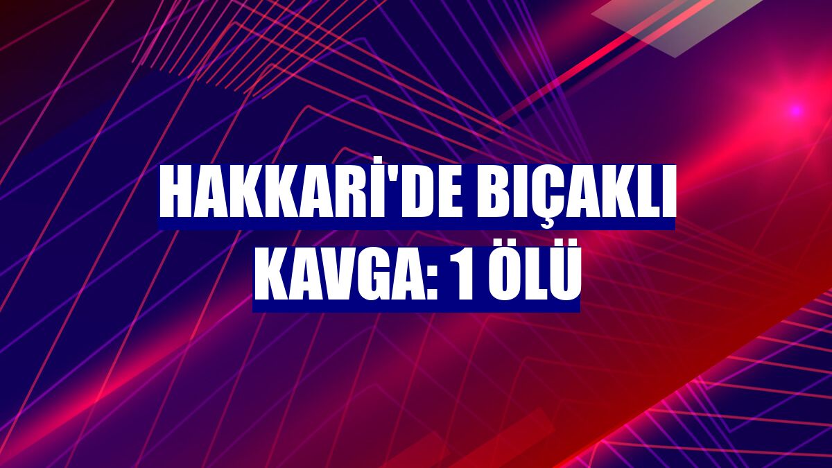 Hakkari'de bıçaklı kavga: 1 ölü