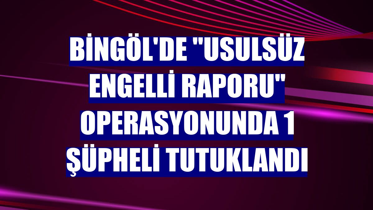 Bingöl'de "usulsüz engelli raporu" operasyonunda 1 şüpheli tutuklandı